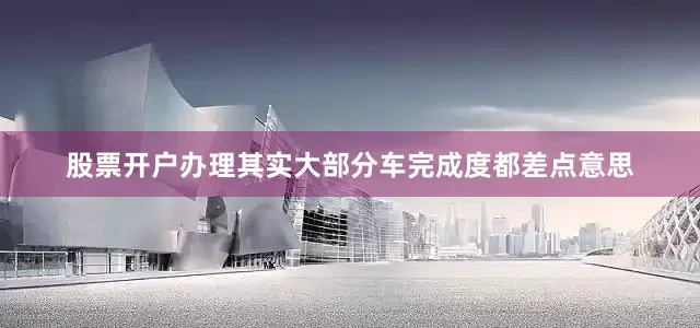 股票开户办理其实大部分车完成度都差点意思